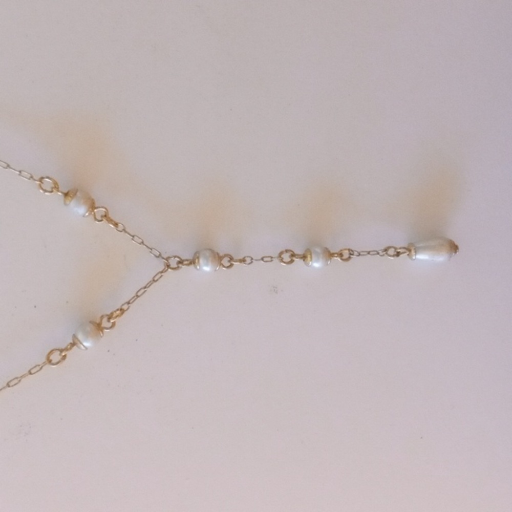 Goldtone & Faux Pearl Y Necklace